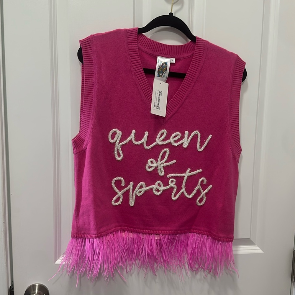Queen of Sparkles Pink Sports Sweater -Never Worn